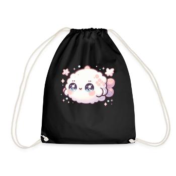 Pisces Kawaii Zodiac Sign Birthday - Drawstring Bag - black - Front