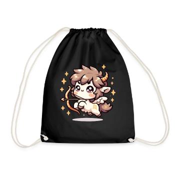 Signe du zodiaque Sagittaire Astrologie de caractère kawaii - Sac de sport léger - noir - Devant