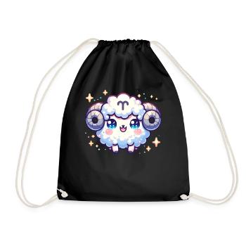Aries Zodiac Sign Kawaii Character Birthdayd - Drawstring Bag - black - Front