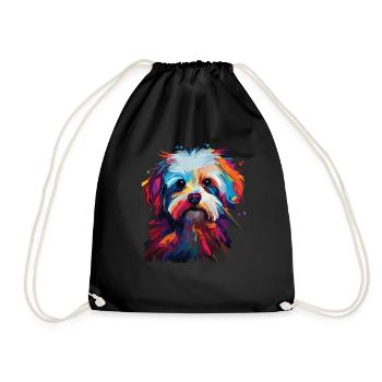 Aquarelle colorée maltaise - Sac de sport léger - noir - Devant