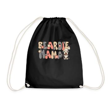 Bearded Collie Groovy Beardie Mom - Drawstring Bag - black - Front