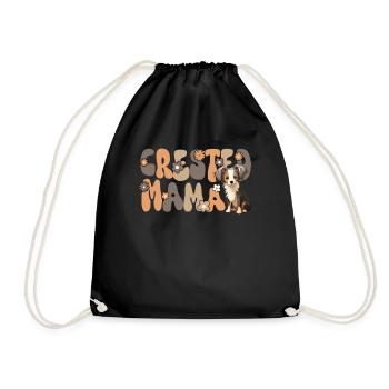 Chinese Crested Mom Groovy Crested Mom - Drawstring Bag - black - Front