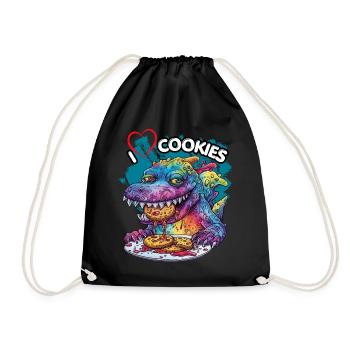 I LOVE COOKIES, Monster, Food, Fun, Fun, Cookies, - Drawstring Bag - black - Front
