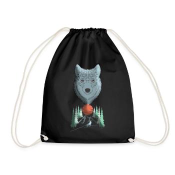 Wolf head animal motif print with wolf - Drawstring Bag - black - Front
