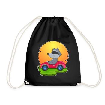 Waschbär Auto - Turnbeutel - Schwarz - Vorne