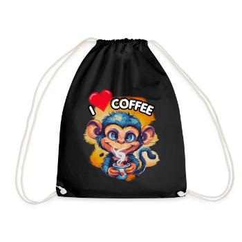 I LOVE Coffee, Indulgence, Caffeine, Coffee Love, Fun, - Drawstring Bag - black - Front