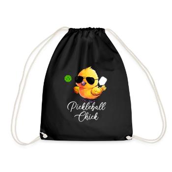 Pickleball Chick, funny pickleball - Drawstring Bag - black - Front