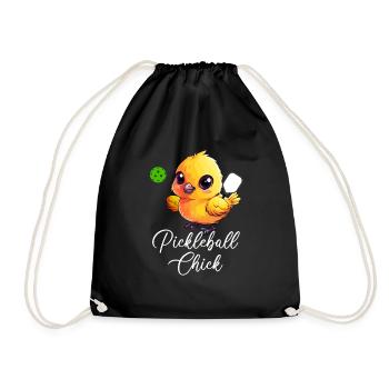 Pickleball Chick, funny pickleball - Drawstring Bag - black - Front