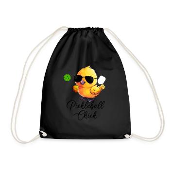 Pickleball Chick, funny pickleball - Drawstring Bag - black - Front