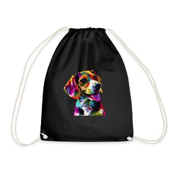 beagle Colorful beagle - Drawstring Bag - black - Front