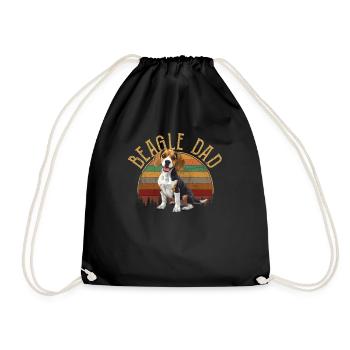 beagle dad beagle - Drawstring Bag - black - Front