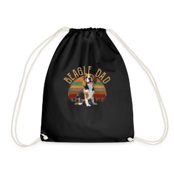 beagle dad beagle - Drawstring Bag - black - Front