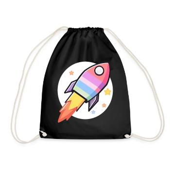 Cute Rocketship Outer Space Galaxy Celestial Astro - Turnbeutel - Schwarz - Vorne