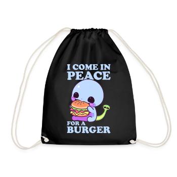 I Come In Peace For A Burger Cute Alien Eating Bur - Turnbeutel - Schwarz - Vorne