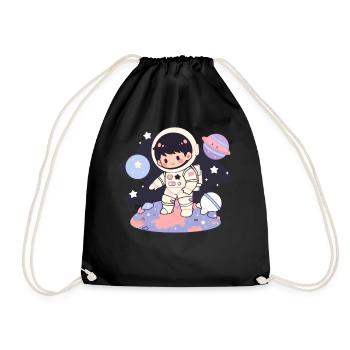 Kawaii Astronaut Boy Galaxy Planets Outer Space Ex - Turnbeutel - Schwarz - Vorne