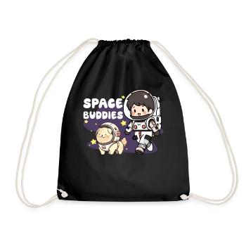 Space Buddies Kawaii Astronaut With Dog Galaxy Exp - Turnbeutel - Schwarz - Vorne