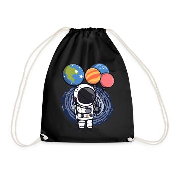 Cute Astronaut With Planet Balloons Galaxy Astrono - Turnbeutel - Schwarz - Vorne