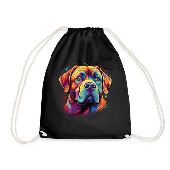 Wasserfarben Farbenfroher Bordeauxdogge - Turnbeutel - Schwarz - Vorne