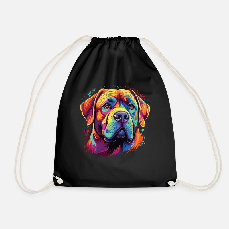 Wasserfarben Farbenfroher Bordeauxdogge - Turnbeutel - Schwarz