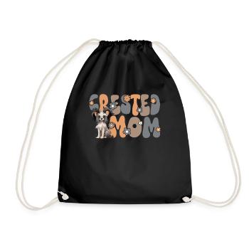 Chinese Crested Mom Groovy Crested Mom - Drawstring Bag - black - Front