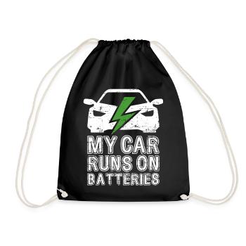 My Car Runs On Batteries eCar Electric Car - Drawstring Bag - black - Front