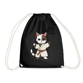 Chat de karaté I drôles d’animaux | Des sports | Chaton - Sac de sport léger - noir - Devant