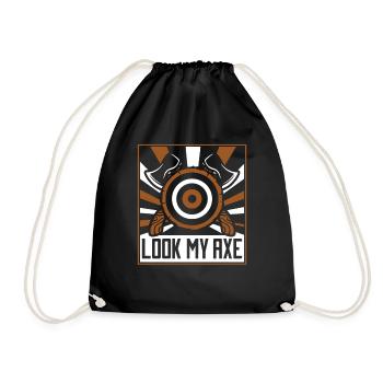 Look My Axe Axe Throwing Competition Game Axe - Drawstring Bag - black - Front