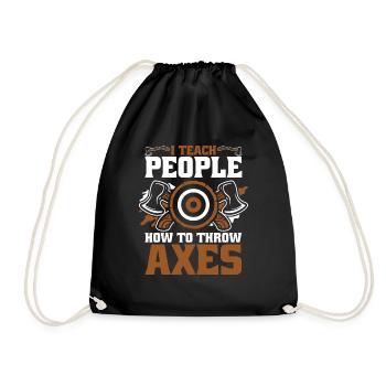 Ich bringe den Leuten bei, wie man Äxte wirft Axt Wurfaxt - Turnbeutel - Schwarz - Vorne