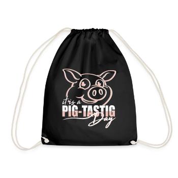 It's a pig-tastic day pig owner farming - Drawstring Bag - black - Front