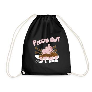 Piggin' Out in Style Pet farming love - Drawstring Bag - black - Front