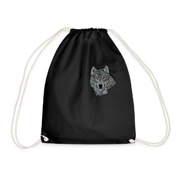 Wolf head animal motif print with wolf - Drawstring Bag - black - Front