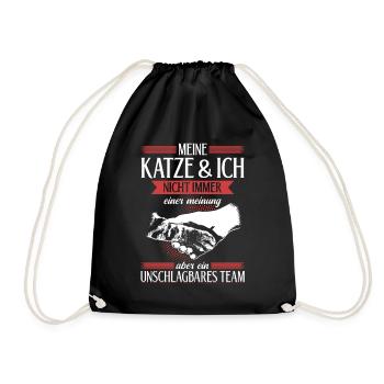 Unschlagbares Team - für katzenliebhaber - Turnbeutel - Schwarz - Vorne