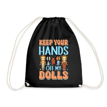Collectible Doll Porcelain Doll Antique - Drawstring Bag - black - Front