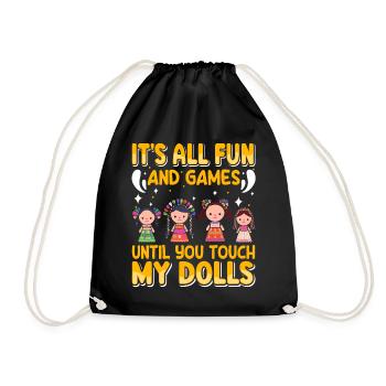 Collectible Doll Porcelain Doll Antique - Drawstring Bag - black - Front