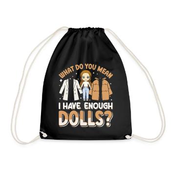 Collectible Doll Porcelain Doll Antique - Drawstring Bag - black - Front