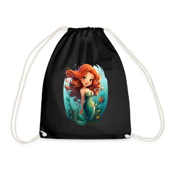 Sirène Fille Sirène Enfants Anniversaire - Sac de sport léger - noir - Devant