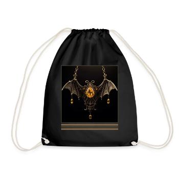 Bat & Yellow Sapphires Vintage Gothic Halloween - Drawstring Bag - black - Front