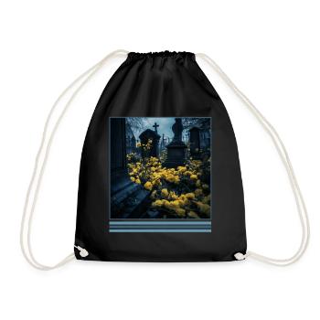 Roses jaunes et pierres tombales Vintage gothique - Sac de sport léger - noir - Devant