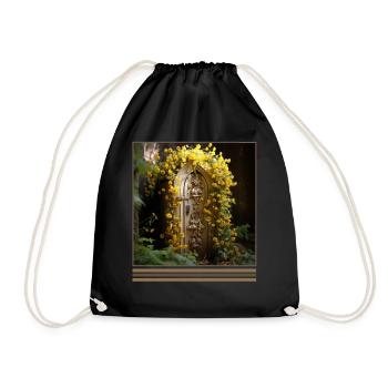 Coffin & Yellow Daisies Vintage Gothic Tee - Drawstring Bag - black - Front