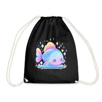 Kawaii Fish Anime Animal Pastel Harajuku Aesthetic - Turnbeutel - Schwarz - Vorne