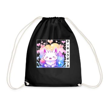 Cute Arctic Fox Kawaii Japanese Anime Aesthetic - Turnbeutel - Schwarz - Vorne