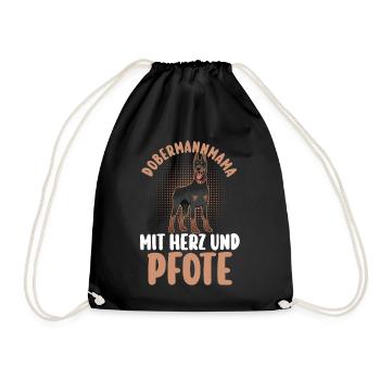 Hund Dobermannmama Hundemama Mutter Dobermann - Turnbeutel - Schwarz - Vorne