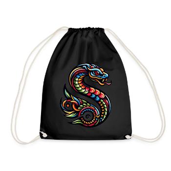 Tatouage de serpent Tribal zodiaque chinois - Sac de sport léger - noir - Devant