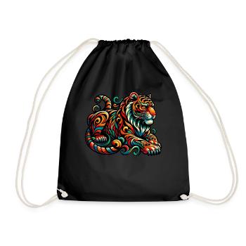 Tigre Tatouage Tribal Astrologie Chinoise - Sac de sport léger - noir - Devant