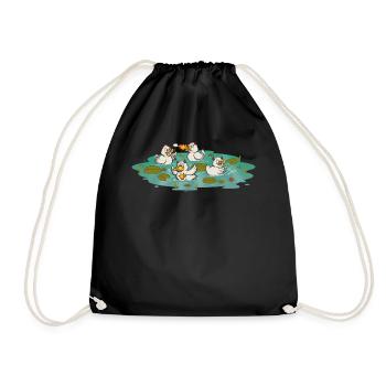 Halloween Shirt, Devil Ducks Halloween In A Pond - Drawstring Bag - black - Front