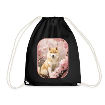 Cherry Blossom Shiba Inu Un Moment Serein T-shirt - Sac de sport léger - noir - Devant