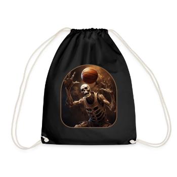 Basketball Skeleton Player Rock On Hoops - Drawstring Bag - black - Front