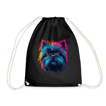 Watercolor Colorful Affenpinscher - Drawstring Bag - black - Front