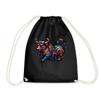 Tatouage de bœuf Tribal du zodiaque chinois - Sac de sport léger - noir - Devant