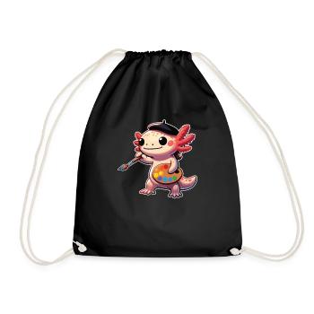 Painter Art Artist Axolotl - Drawstring Bag - black - Front